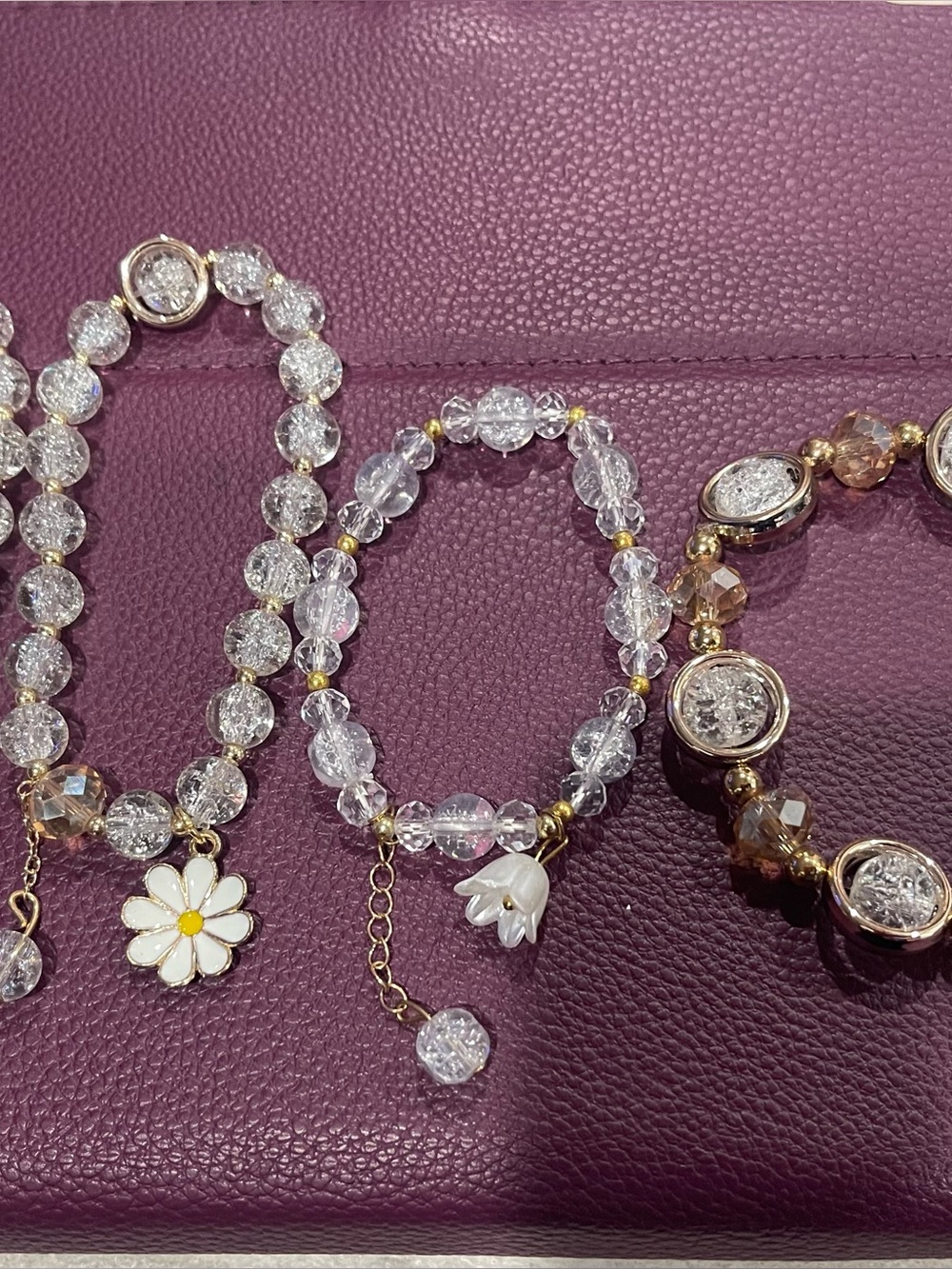 Choice of 1 Crystal Beaded Bracelet with Gold Accents